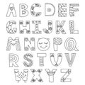 Vector hand drawn boho or ethnic style lettering / alphabet